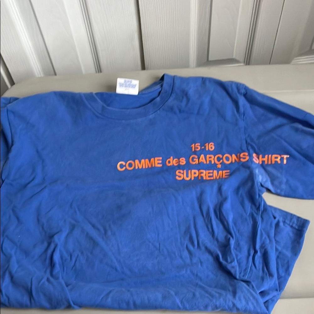 Comme des GARCONS (CDG) x Supreme - Longsleeve Blue/Orange Shirt - Size Medium